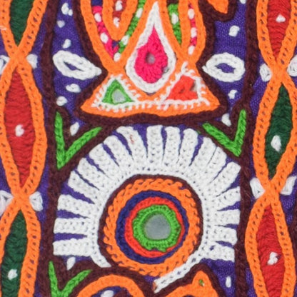 Ahir Work Cotton Hand Embroidered Mirror Work Handwork Patch  - 30 cms Length   -  SKU : VS20601C