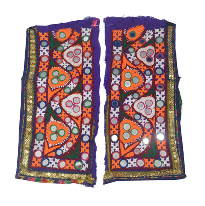 Ahir Work Cotton Hand Embroidered Mirror Work Handwork Patch  - 30 cms Length   -  SKU : VS20601D