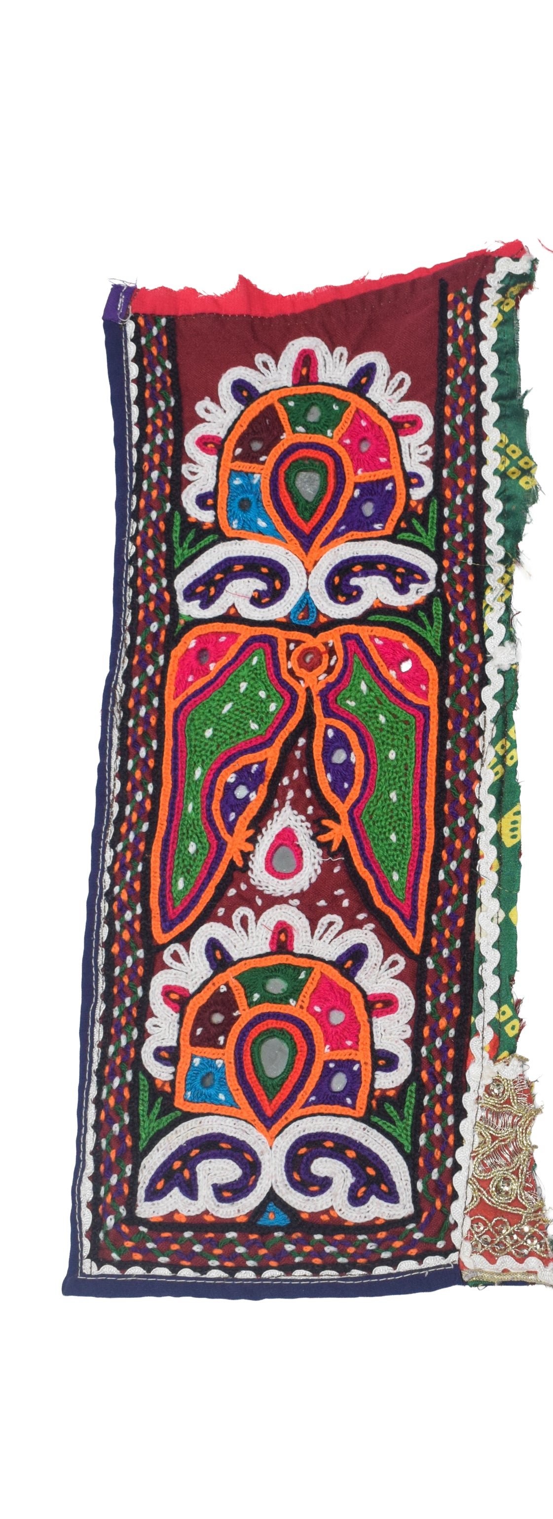 Ahir Work Cotton Hand Embroidered Mirror Work Handwork Patch  - 30 cms Length   -  SKU : VS20601E