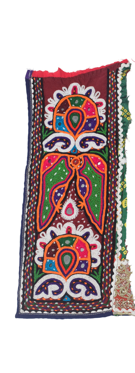 Ahir Work Cotton Hand Embroidered Mirror Work Handwork Patch  - 30 cms Length   -  SKU : VS20601E