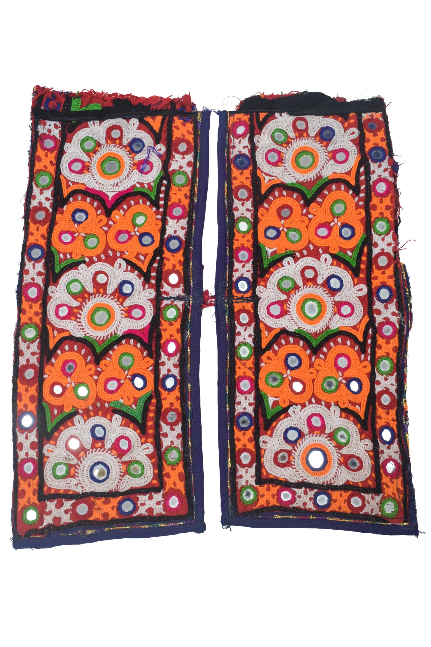 Ahir Work Cotton Hand Embroidered Mirror Work Handwork Patch  - 30 cms Length   -  SKU : VS20601F