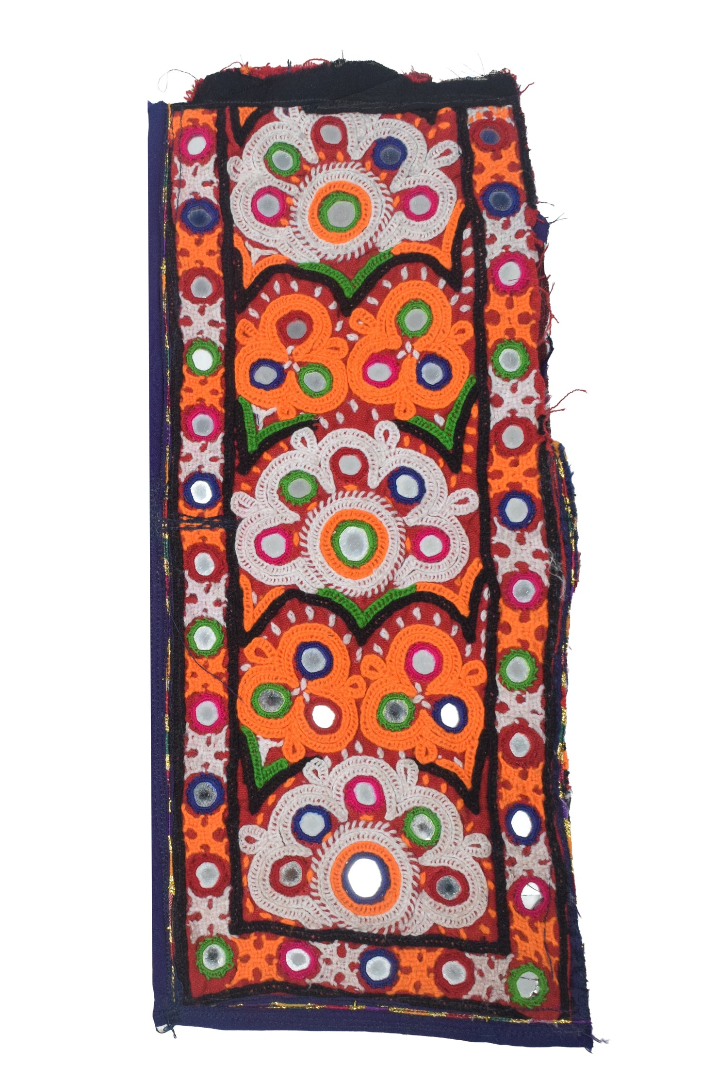 Ahir Work Cotton Hand Embroidered Mirror Work Handwork Patch  - 30 cms Length   -  SKU : VS20601F
