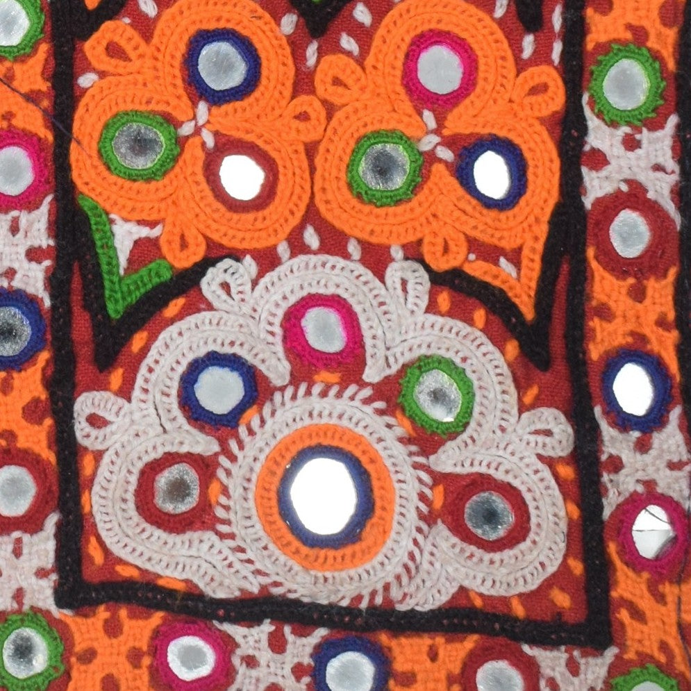 Ahir Work Cotton Hand Embroidered Mirror Work Handwork Patch  - 30 cms Length   -  SKU : VS20601F