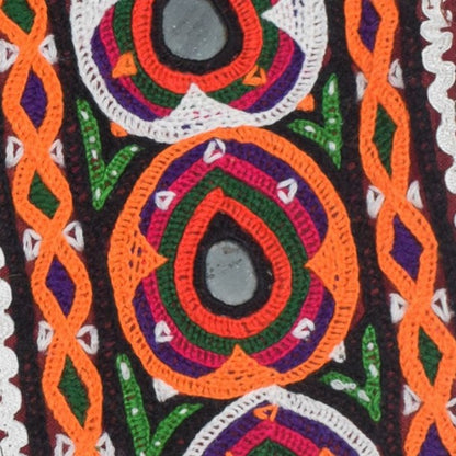 Ahir Work Cotton Hand Embroidered Mirror Work Handwork Patch  - 30 cms Length   -  SKU : VS20601G