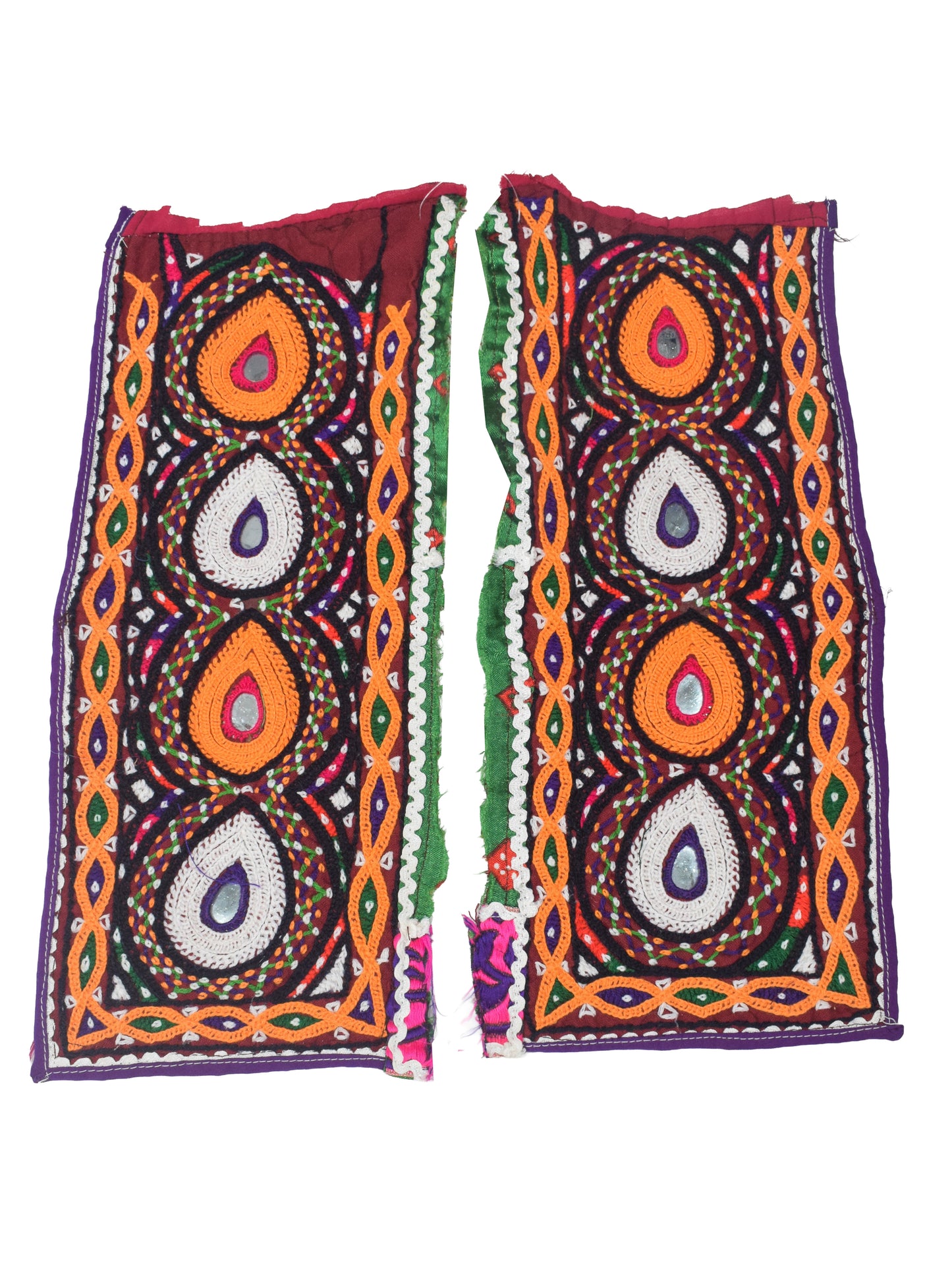 Ahir Work Cotton Hand Embroidered Mirror Work Handwork Patch  - 30 cms Length   -  SKU : VS20601H