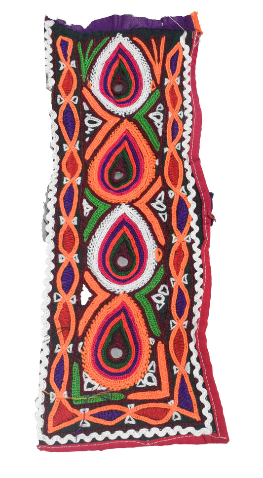 Ahir Work Cotton Hand Embroidered Mirror Work Handwork Patch  - 30 cms Length   -  SKU : VS20601H