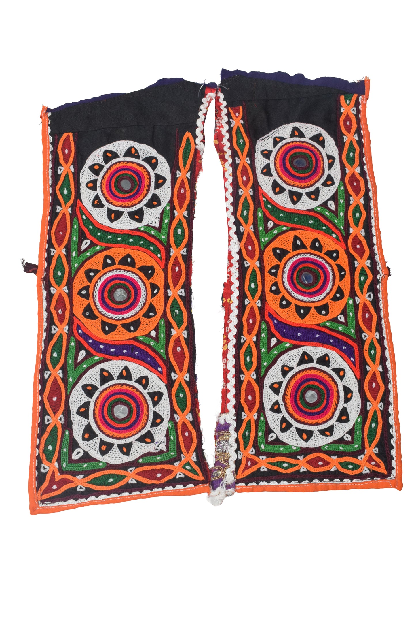 Ahir Work Cotton Hand Embroidered Mirror Work Handwork Patch  - 30 cms Length   -  SKU : VS20601I