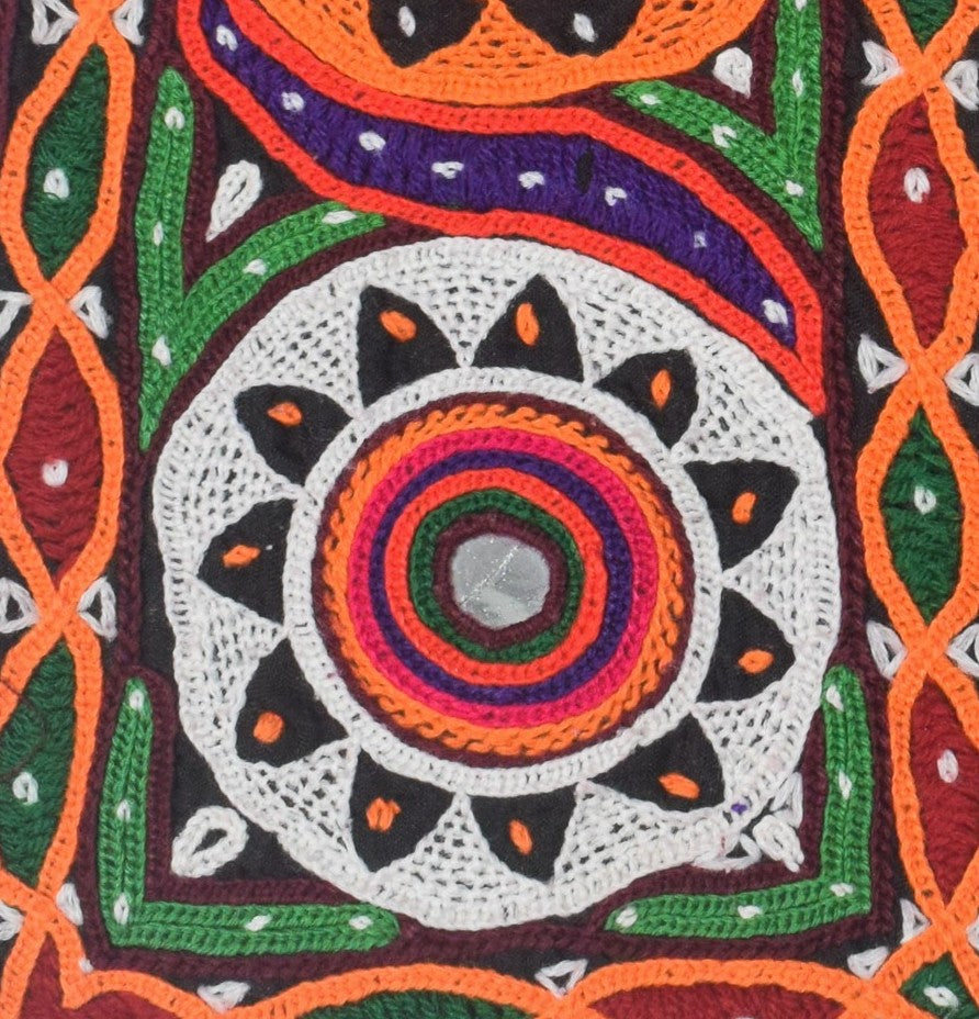 Ahir Work Cotton Hand Embroidered Mirror Work Handwork Patch  - 30 cms Length   -  SKU : VS20601I
