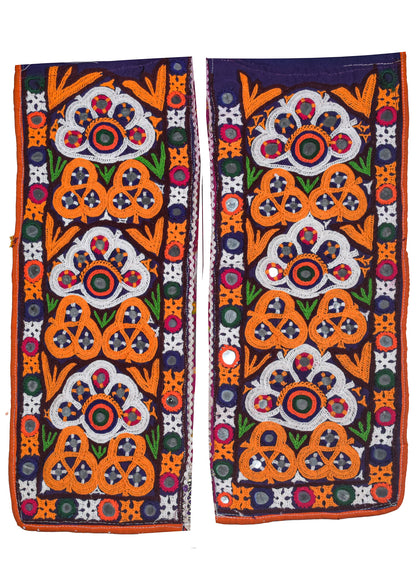 Ahir Work Cotton Hand Embroidered Mirror Work Handwork Patch  - 30 cms Length    -  SKU : VS27801A