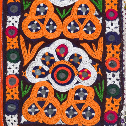 Ahir Work Cotton Hand Embroidered Mirror Work Handwork Patch  - 30 cms Length    -  SKU : VS27801A