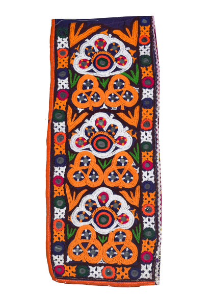 Ahir Work Cotton Hand Embroidered Mirror Work Handwork Patch  - 30 cms Length    -  SKU : VS27801A