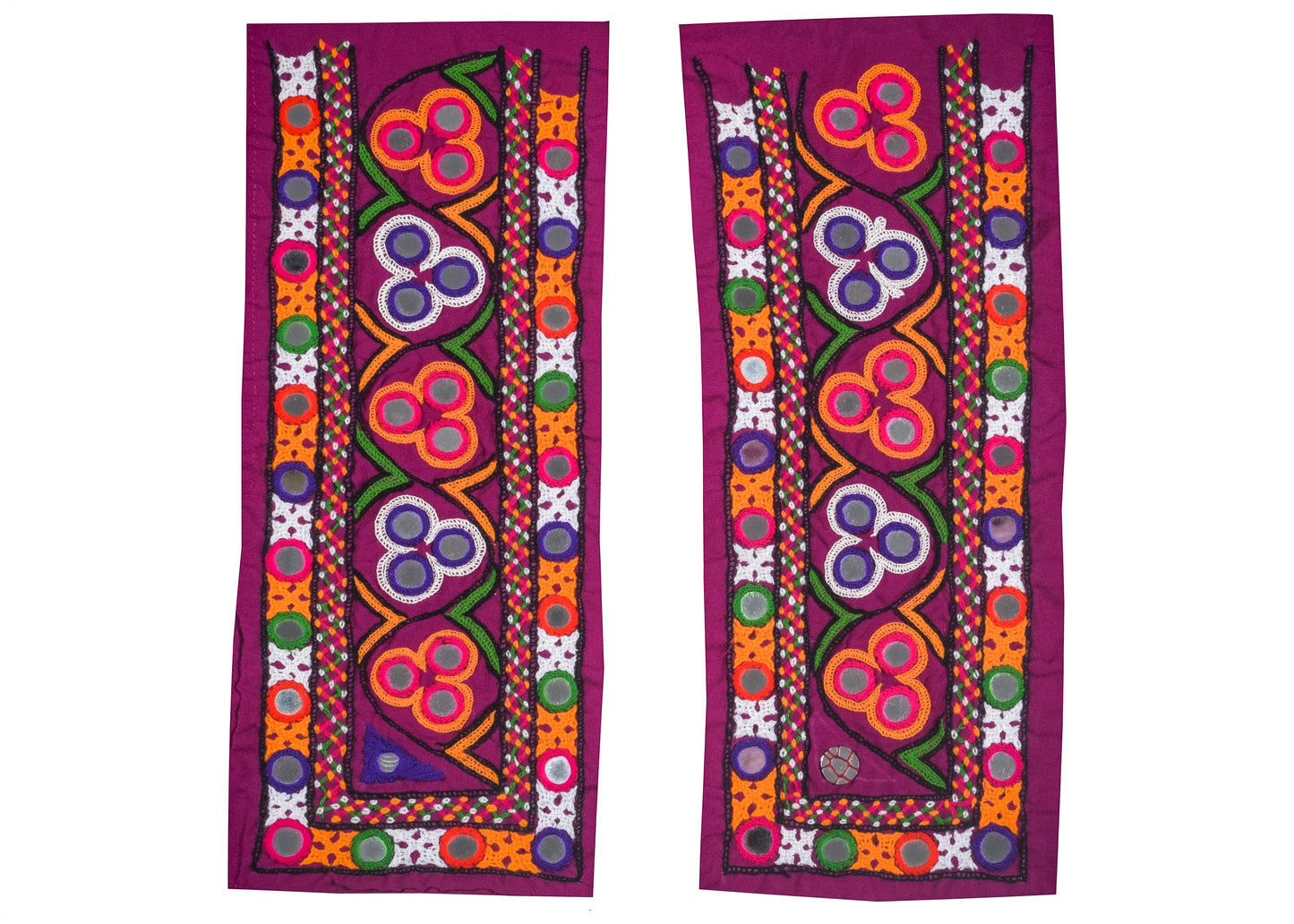 Ahir Work Cotton Hand Embroidered Mirror Work Handwork Patch  - 30 cms Length    -  SKU : VS27801D