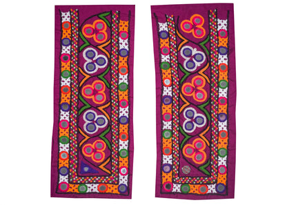 Ahir Work Cotton Hand Embroidered Mirror Work Handwork Patch  - 30 cms Length    -  SKU : VS27801D