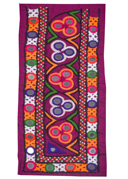 Ahir Work Cotton Hand Embroidered Mirror Work Handwork Patch  - 30 cms Length    -  SKU : VS27801D