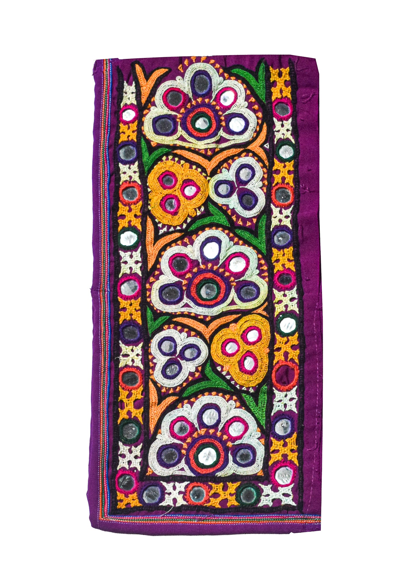 Ahir Work Cotton Hand Embroidered Mirror Work Handwork Patch  - 30 cms Length    -  SKU : VS27801F