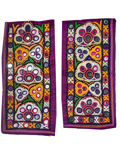 Ahir Work Cotton Hand Embroidered Mirror Work Handwork Patch  - 30 cms Length    -  SKU : VS27801F