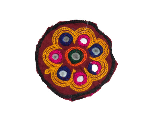 Ahir Work cotton Small Mirror Work Hand Embroidery Handwork Patch  - 7 cms Length    -  SKU : SD01505B