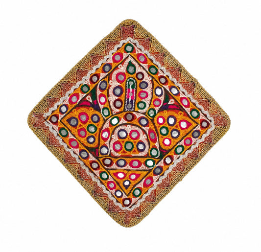 Ahir Work Cotton Hand Embroidered Mirror Work Handwork Patch     -  SKU : MD22401B