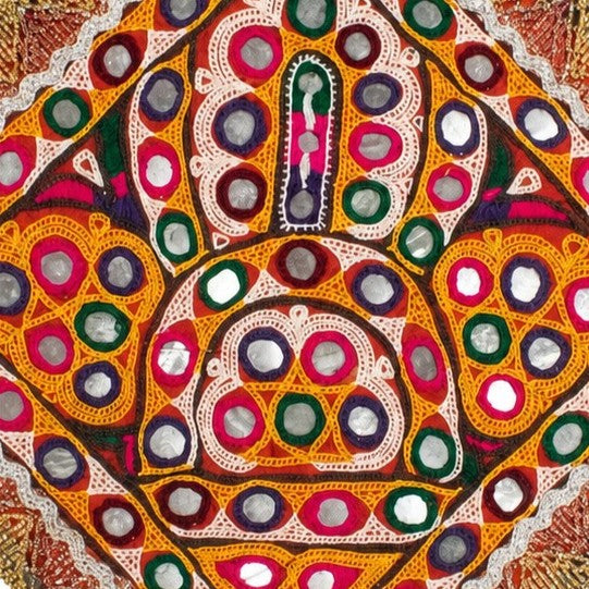 Ahir Work Cotton Hand Embroidered Mirror Work Handwork Patch     -  SKU : MD22401B