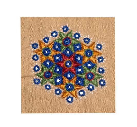 Pakko Work Cotton Hand Embroidered Fine Mirrorwork Handwork Patch  - 9 cms Length    -  SKU : GG10901A