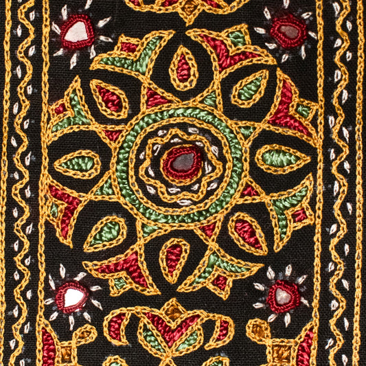 Pakko Work Cotton Hand Embroidered Fine Mirrorwork Handwork Patch - 13.5 cms Length - SKU : GG10911A