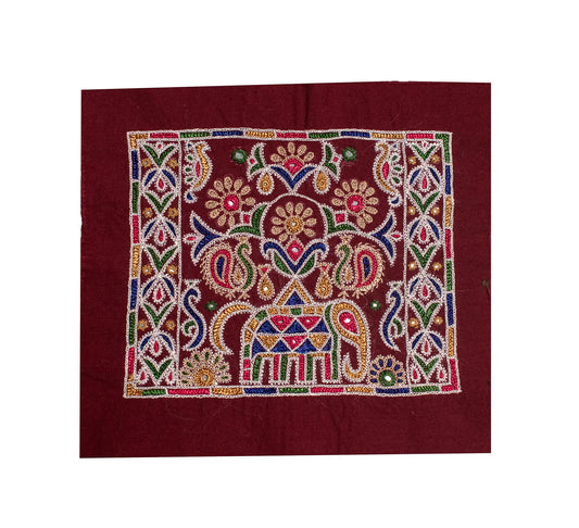 Ahir Work Cotton Hand Embroidered Fine Mirrorwork Handwork Patch  - 15 cms Length    -  SKU : GG10914D