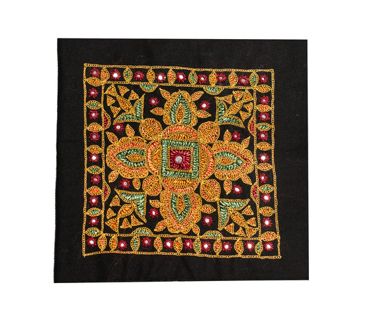 Ahir Work Cotton Hand Embroidered Fine Mirrorwork Handwork Patch  - 13 cms Length    -  SKU : GG10919A