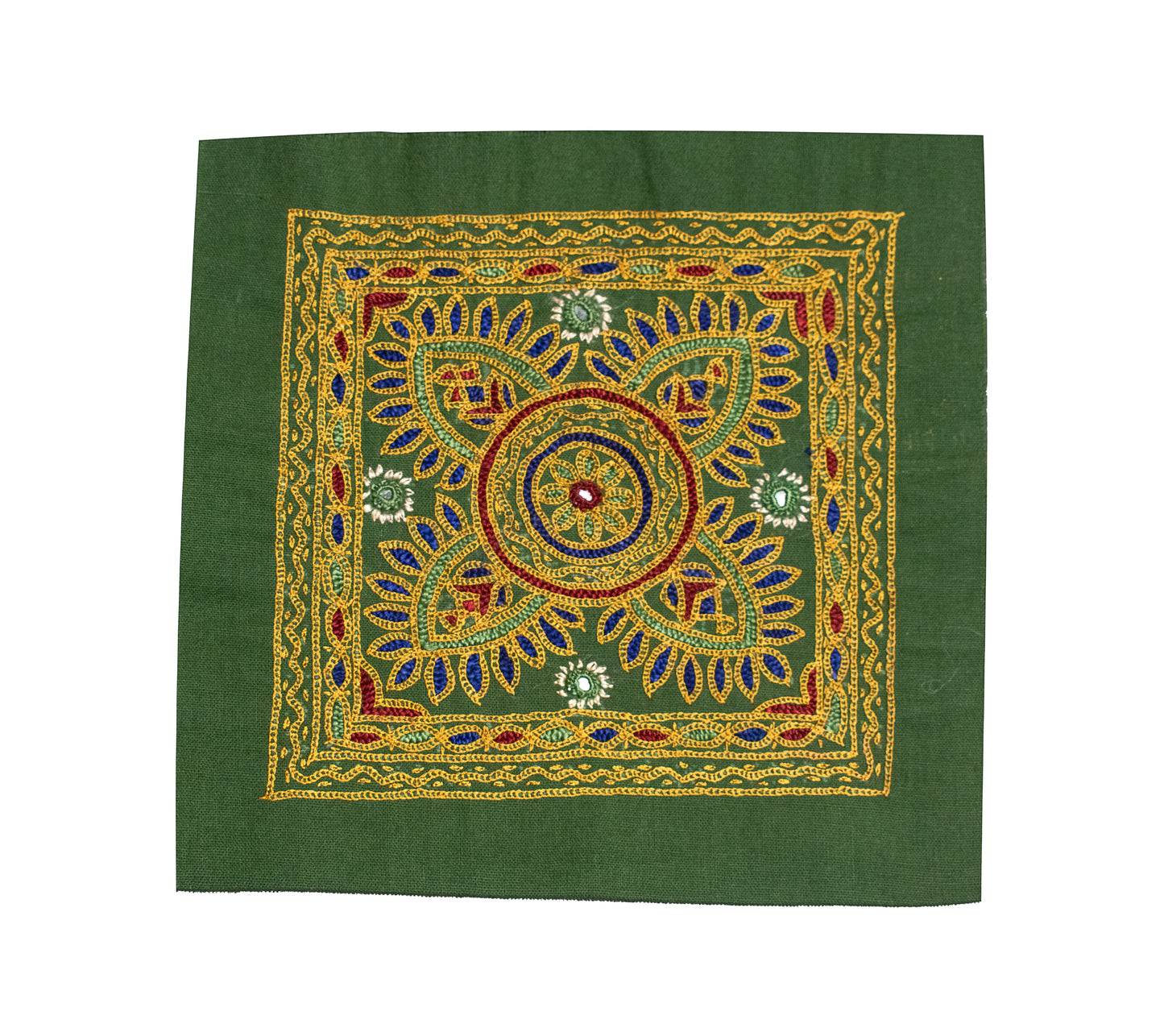 Ahir Work Cotton Hand Embroidered Fine Mirrorwork Handwork Patch  - 14 cms Length    -  SKU : GG10920A