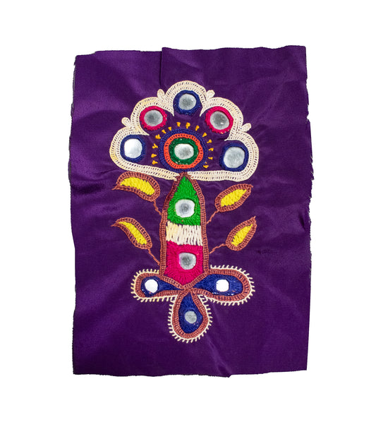 Ahir Work Cotton Hand Embroidered Mirror Work Handwork Patch  - 14 cms Length    -  SKU : VA09902A