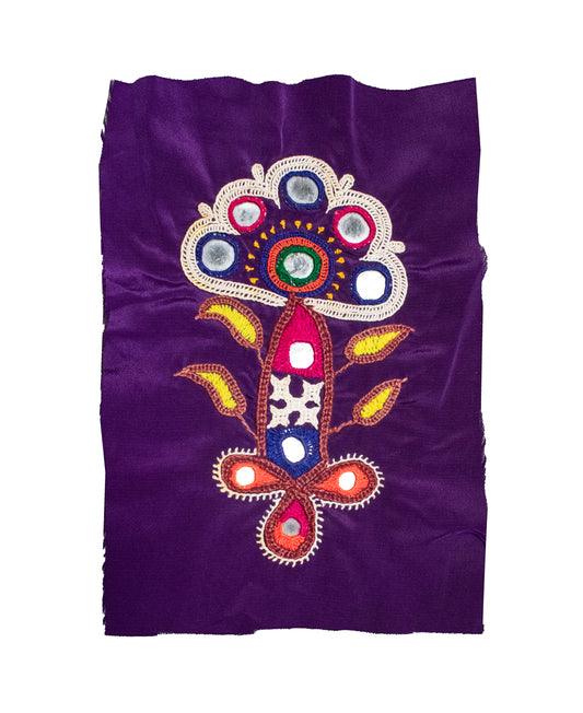 Ahir Work Cotton Hand Embroidered Mirror Work Handwork Patch  - 14 cms Length    -  SKU : VA09902E