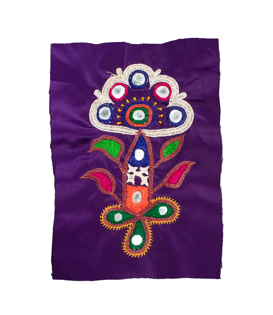 Ahir Work Cotton Hand Embroidered Mirror Work Handwork Patch  - 14 cms Length    -  SKU : VA09902G