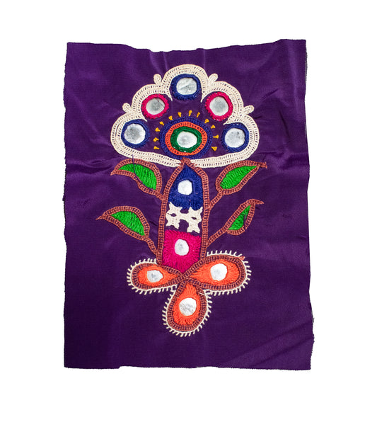 Ahir Work Cotton Hand Embroidered Mirror Work Handwork Patch  - 14 cms Length    -  SKU : VA09902J