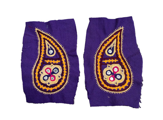 Ahir Work Cotton Hand Embroidered Mirror Work Handwork Patch  - 14 cms Length    -  SKU : VA09903A