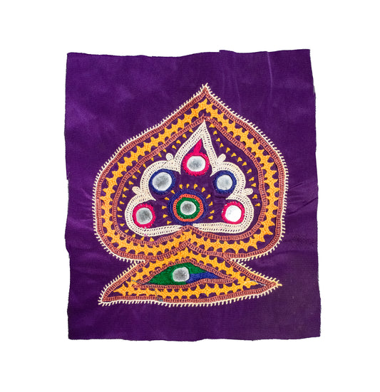 Ahir Work Cotton Hand Embroidered Mirror Work Handwork Patch  - 14 cms Length    -  SKU : VA09906C