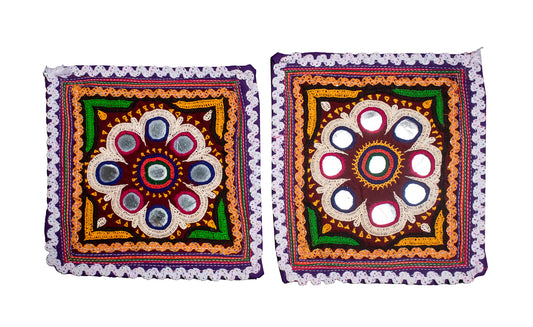 Ahir Work Cotton Hand Embroidered Fine Mirrorwork Handwork Patch  - 15 cms Length    -  SKU : VA09910A