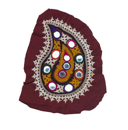 Bavalia Work Cotton Hand Embroidered Mirror Work Handwork Patch  - 13 cms Length    -  SKU : EK01103A