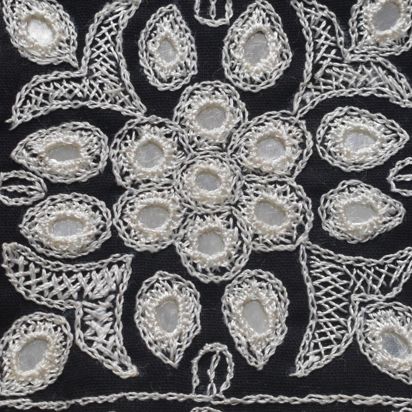 Ahir Work Cotton Hand Embroidered Mirror Work Handwork Patch  - 12 cms Length    -  SKU : SH10601A