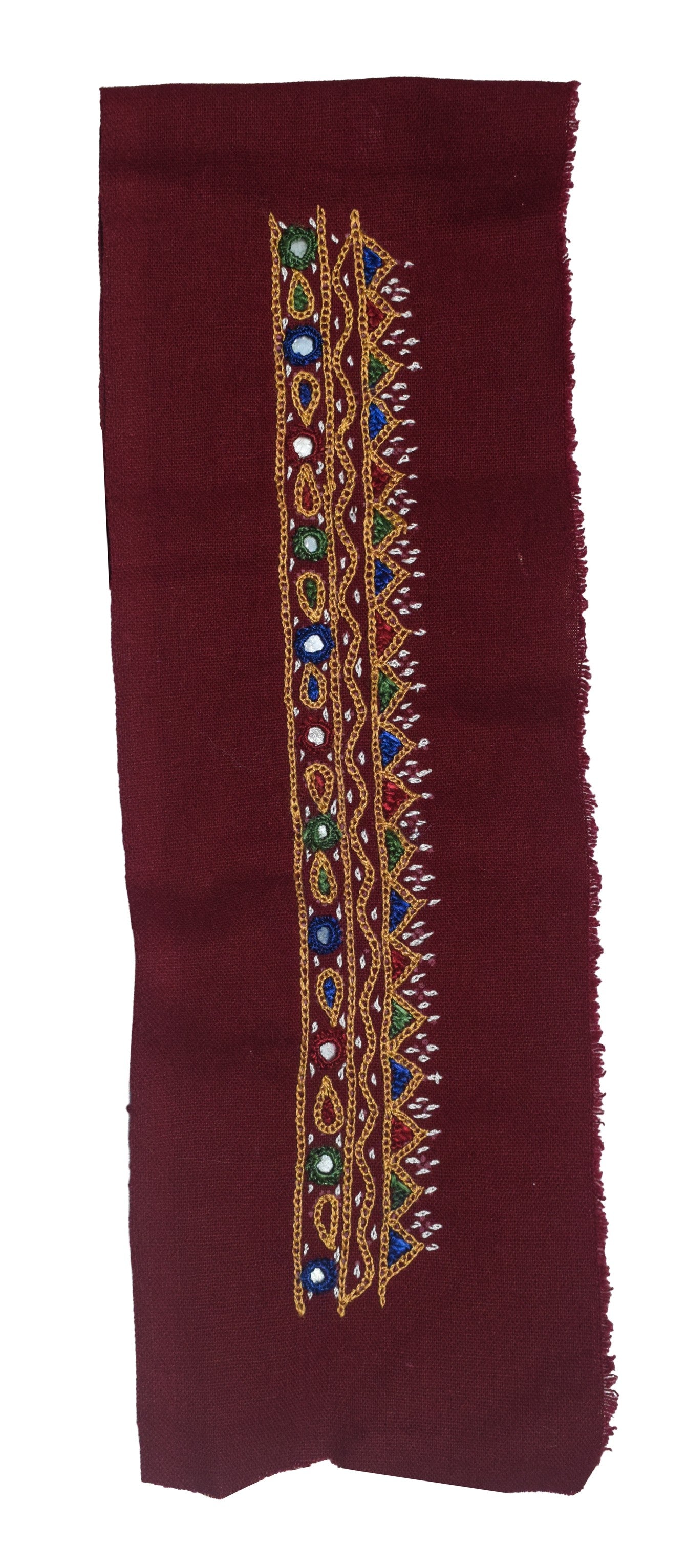 Mutva Work Cotton Hand Embroidered Mirror Work Handwork Patch  - 21 cms Length    -  SKU : GG10927A