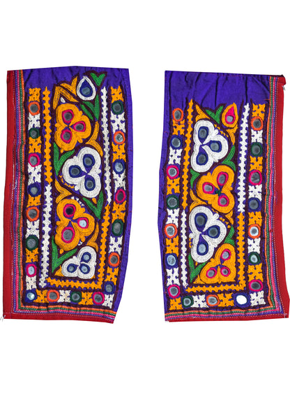 Ahir Work Cotton Hand Embroidered Mirror Work Handwork Patch  - 26 cms Length    -  SKU : VS27802E