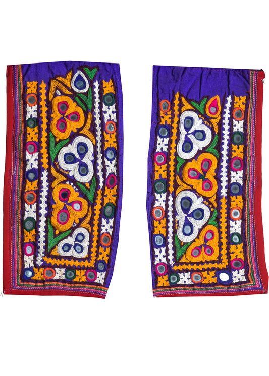 Ahir Work Cotton Hand Embroidered Mirror Work Handwork Patch  - 26 cms Length    -  SKU : VS27802E
