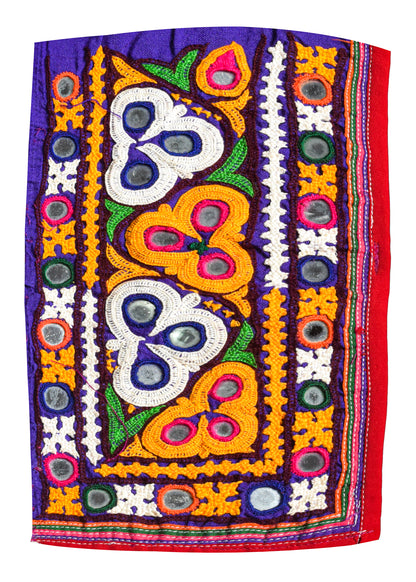 Ahir Work Cotton Hand Embroidered Mirror Work Handwork Patch  - 26 cms Length    -  SKU : VS27802E