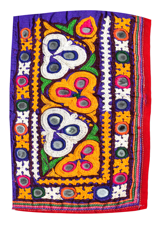 Ahir Work Cotton Hand Embroidered Mirror Work Handwork Patch  - 26 cms Length    -  SKU : VS27802E