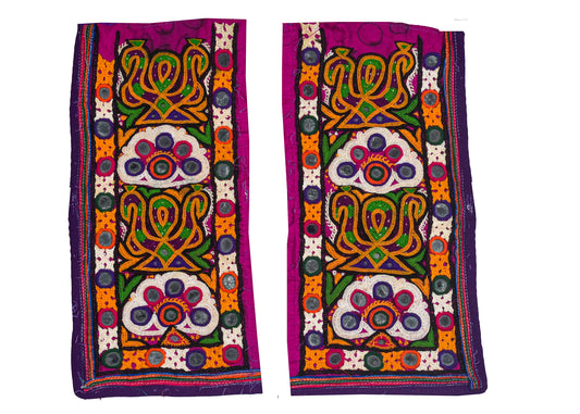 Ahir Work Cotton Hand Embroidered Mirror Work Handwork Patch  - 26 cms Length    -  SKU : VS27802F