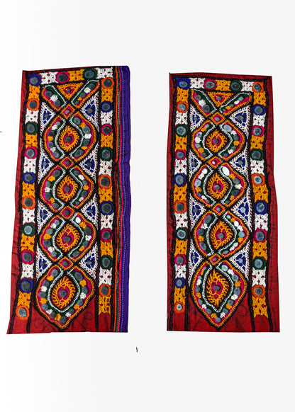 Ahir Work Cotton Hand Embroidered Mirror Work Handwork Patch  - 26 cms Length    -  SKU : VS27802G