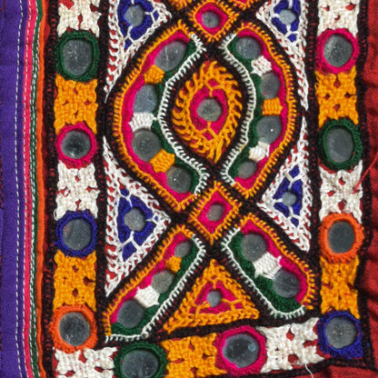 Ahir Work Cotton Hand Embroidered Mirror Work Handwork Patch  - 26 cms Length    -  SKU : VS27802G