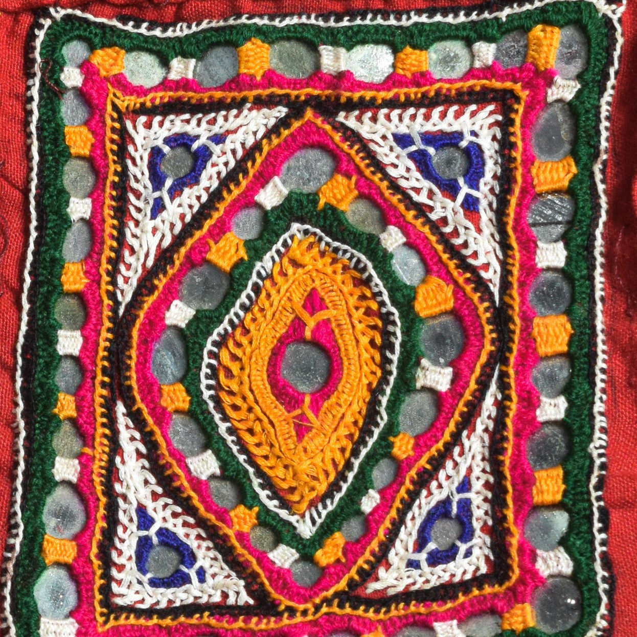 Hand Embroidery Cotton Fine Mirrorwork Handwork Patch  - 30 cms Length    -  SKU : VS27803A