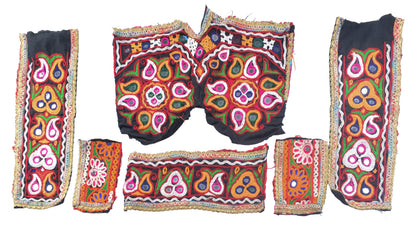 Ahir Work Cotton Hand Embroidered Mirror Work Handwork Patch  - 27 cms Length   -  SKU : MD06902A