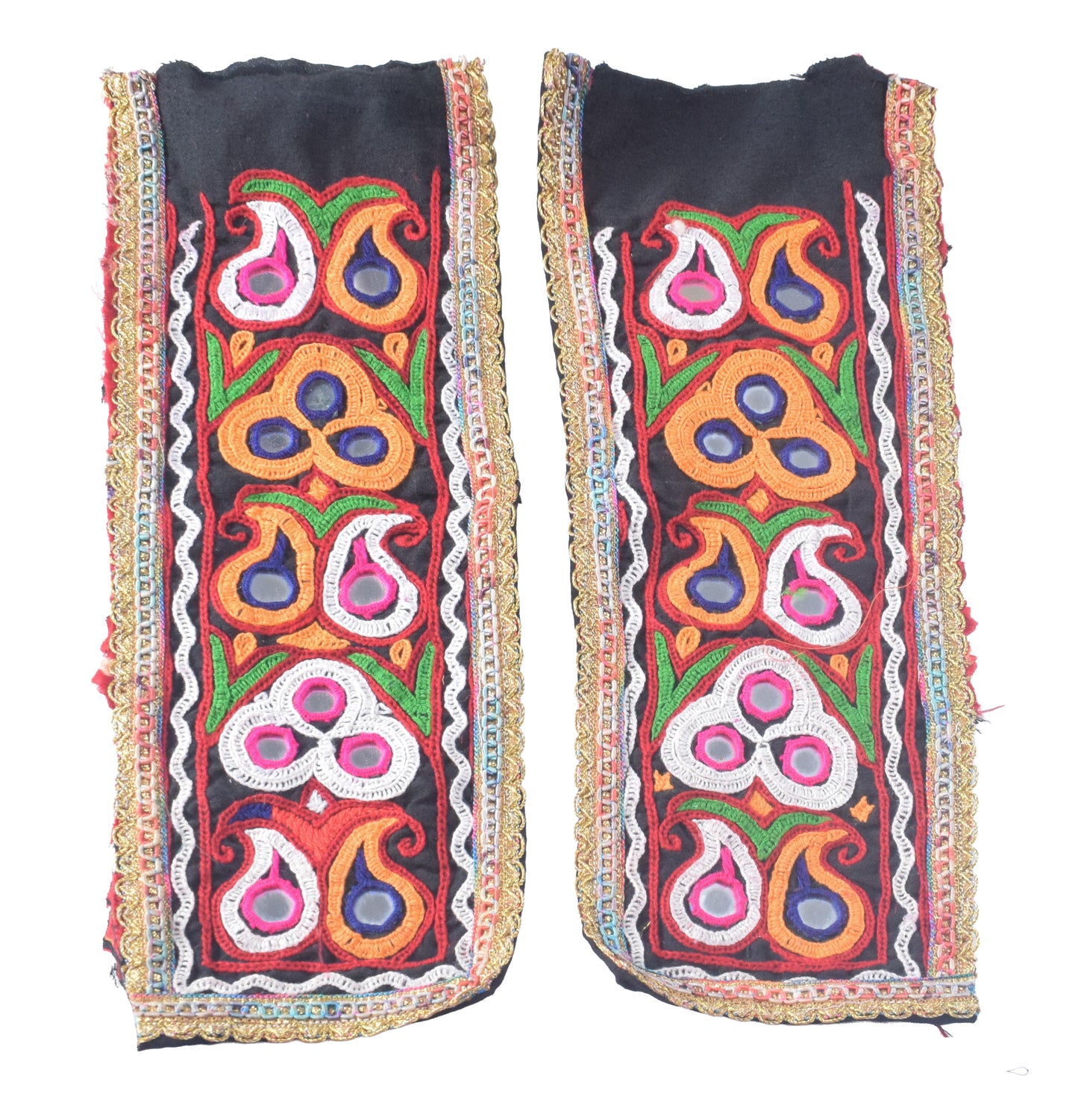 Ahir Work Cotton Hand Embroidered Mirror Work Handwork Patch  - 27 cms Length   -  SKU : MD06902A