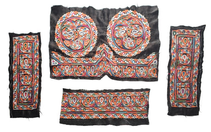 Ahir Work Silk Hand Embroidered Mirror Work Handwork Patch  - 24 cms Length    -  SKU : VA19901N