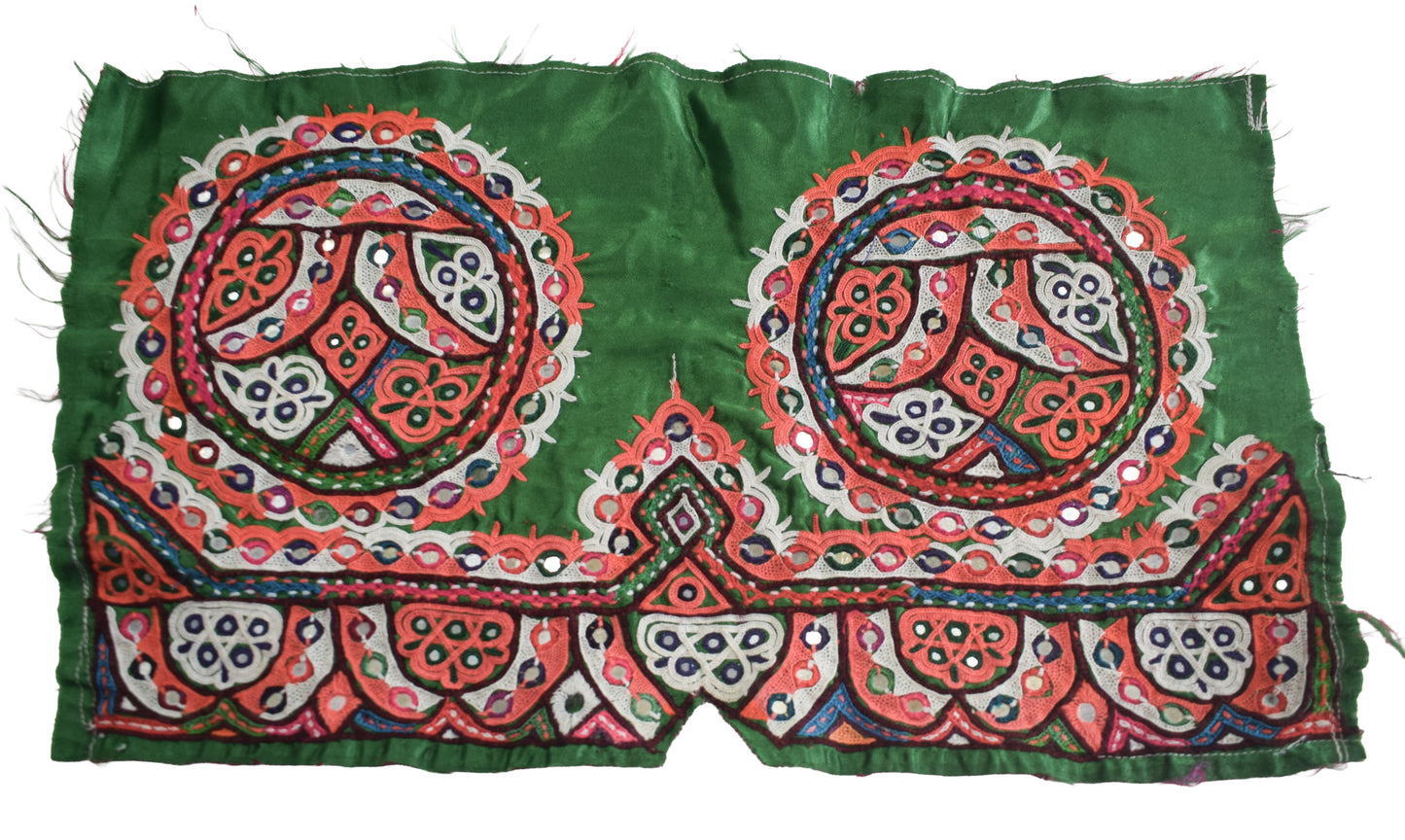 Ahir Work Silk Hand Embroidered Mirror Work Handwork Patch  - 24 cms Length    -  SKU : VA19901C